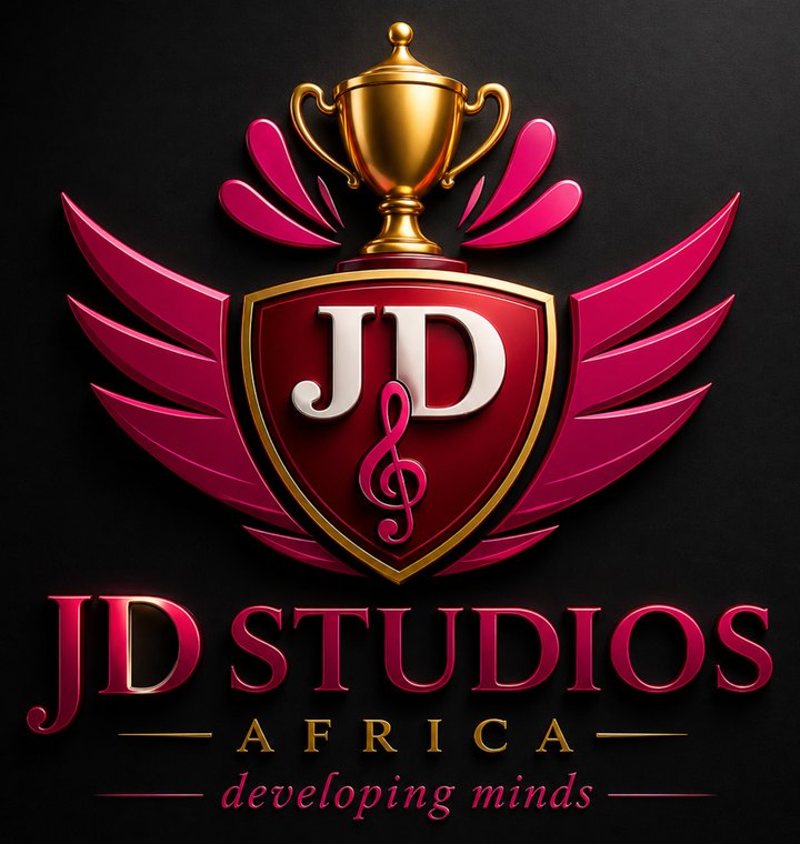 JD Studios Africa logo: a winged shield with a trophy and treble clef, with the words Developing Minds